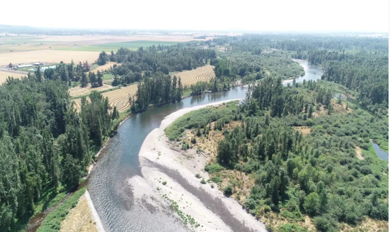 An aerial view of the Stayton area