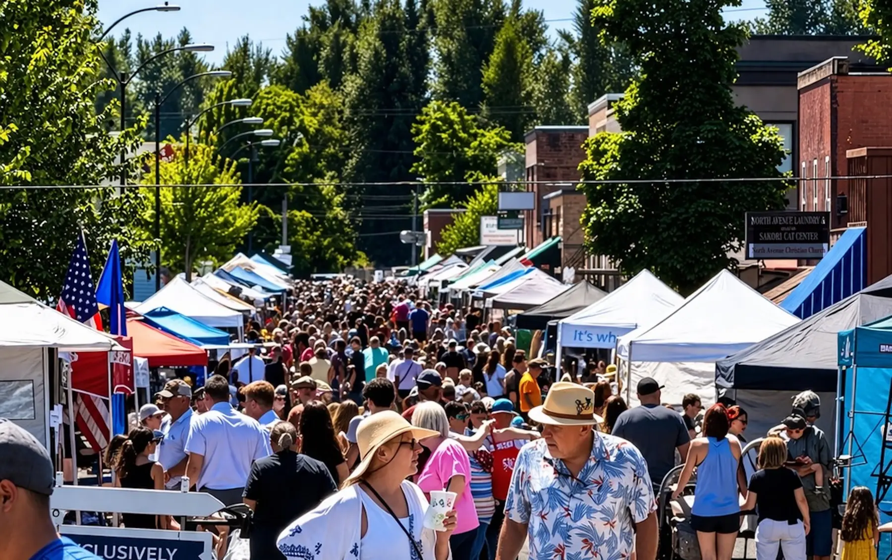 A crowd at a summer festival in downtown Stayton